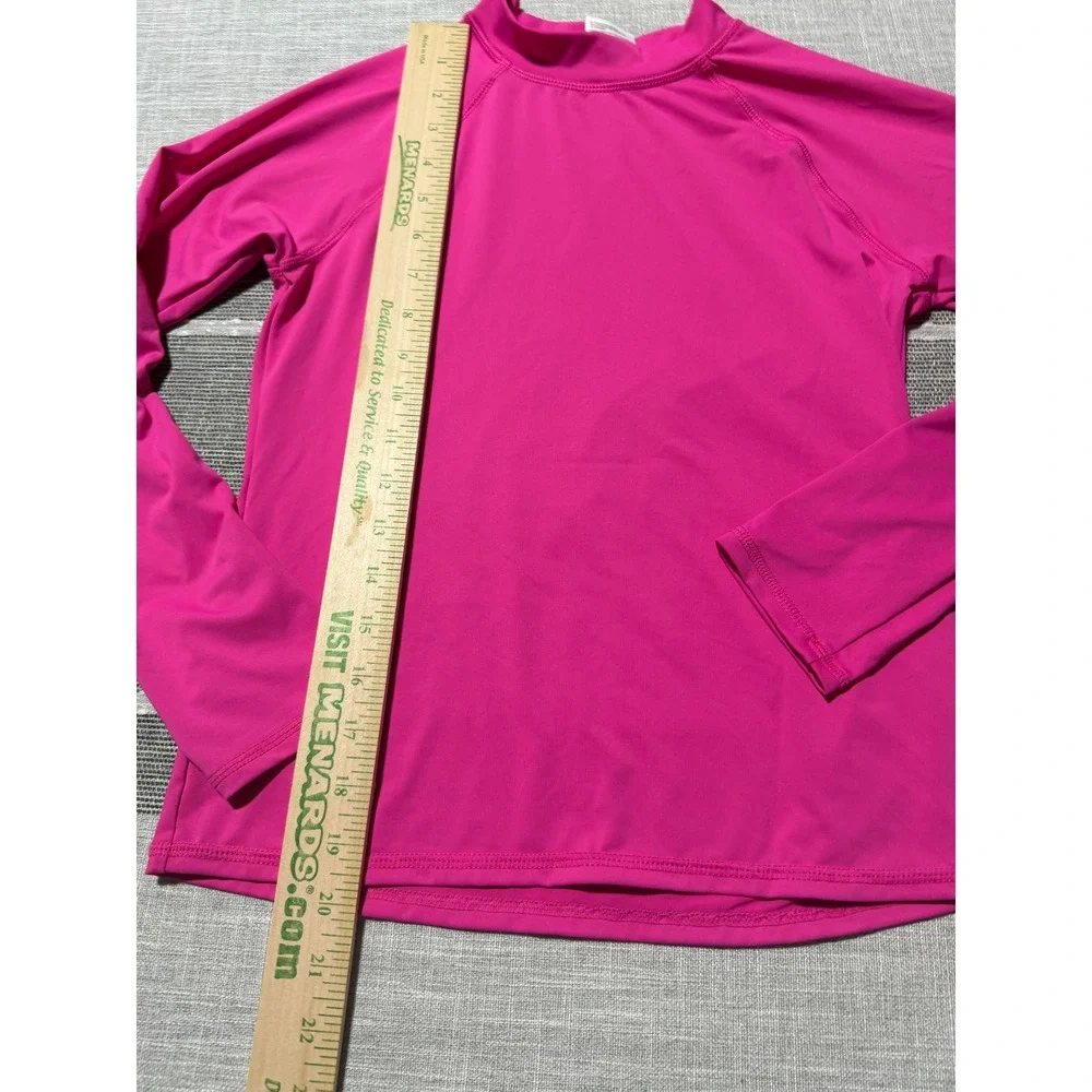 Lands End Kids Pink Long Sleeve Rash Guard Swim Shirt‎ L 10-12 Sun Protection